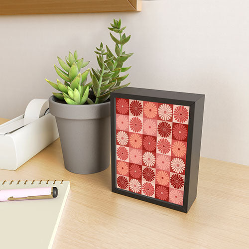 Colour Poems Checker Daisies I Red Pink Framed Mini Art Print