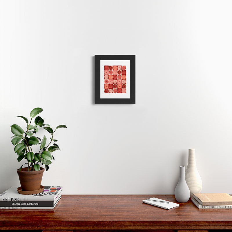 Colour Poems Checker Daisies I Red Pink Framed Art Print