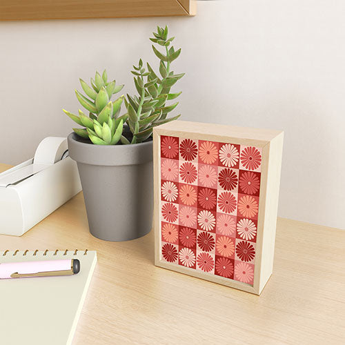 Colour Poems Checker Daisies I Red Pink Framed Mini Art Print