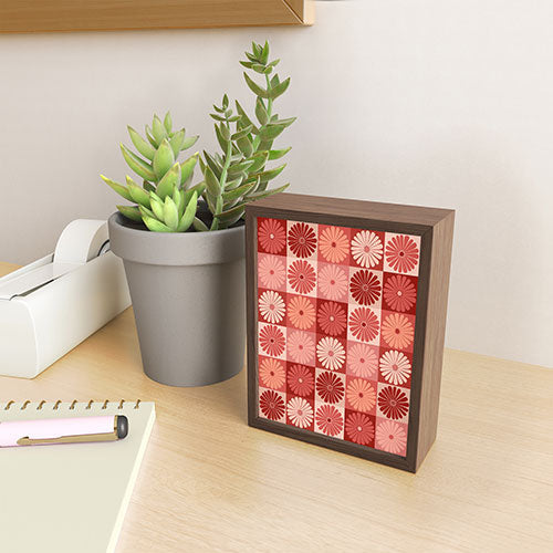 Colour Poems Checker Daisies I Red Pink Framed Mini Art Print