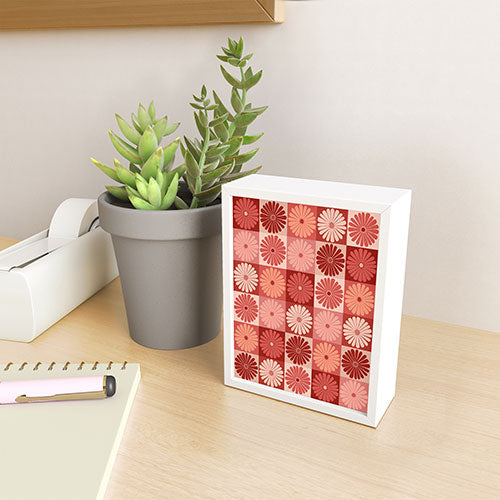 Colour Poems Checker Daisies I Red Pink Framed Mini Art Print