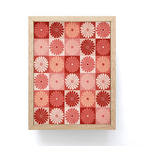 Colour Poems Checker Daisies I Red Pink Framed Mini Art Print