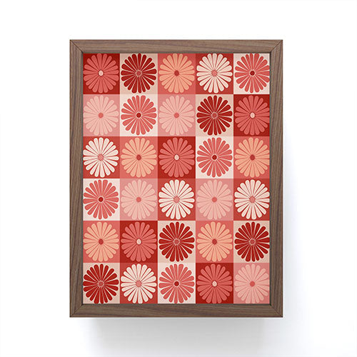 Colour Poems Checker Daisies I Red Pink Framed Mini Art Print