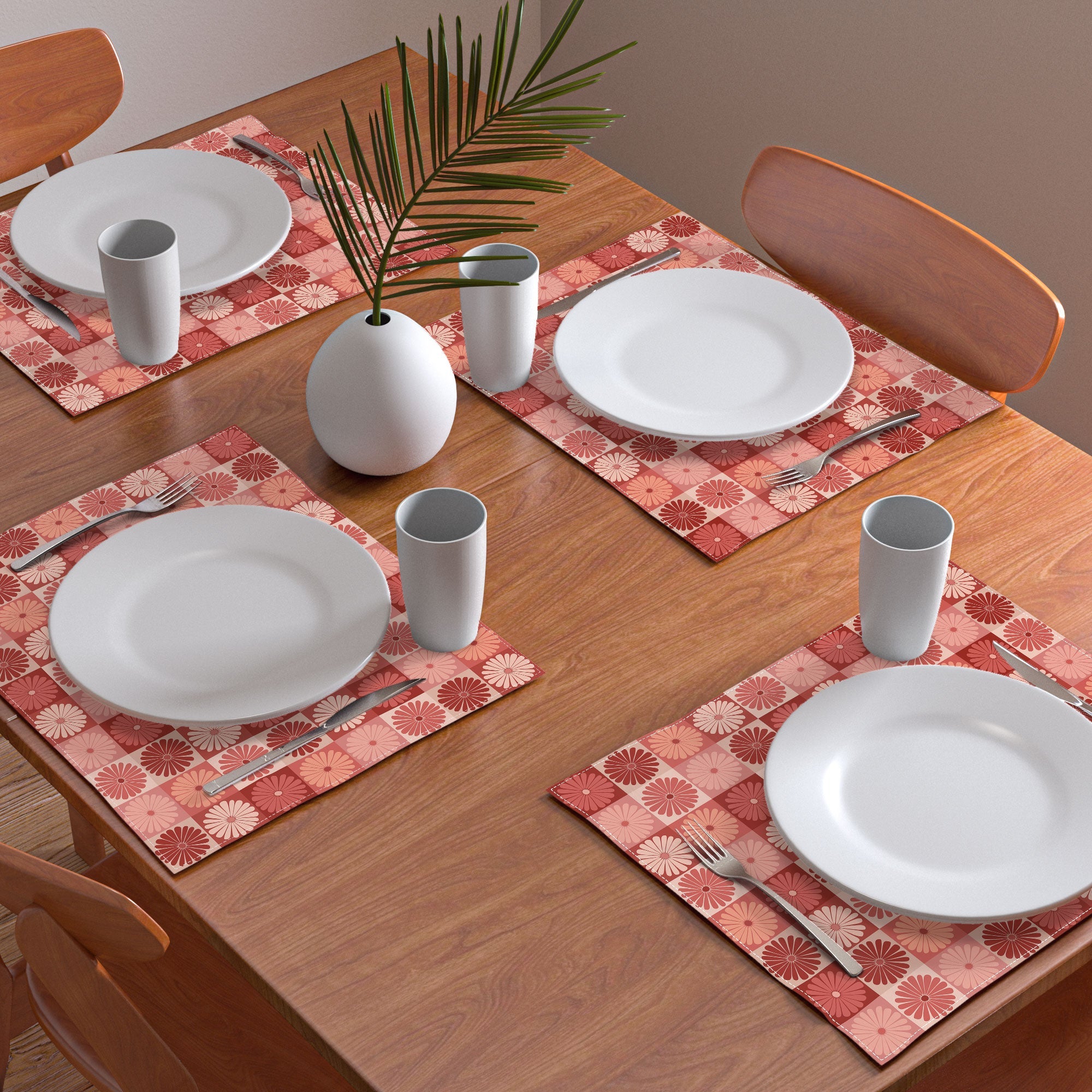 Colour Poems Checker Daisies I Red Pink Placemat