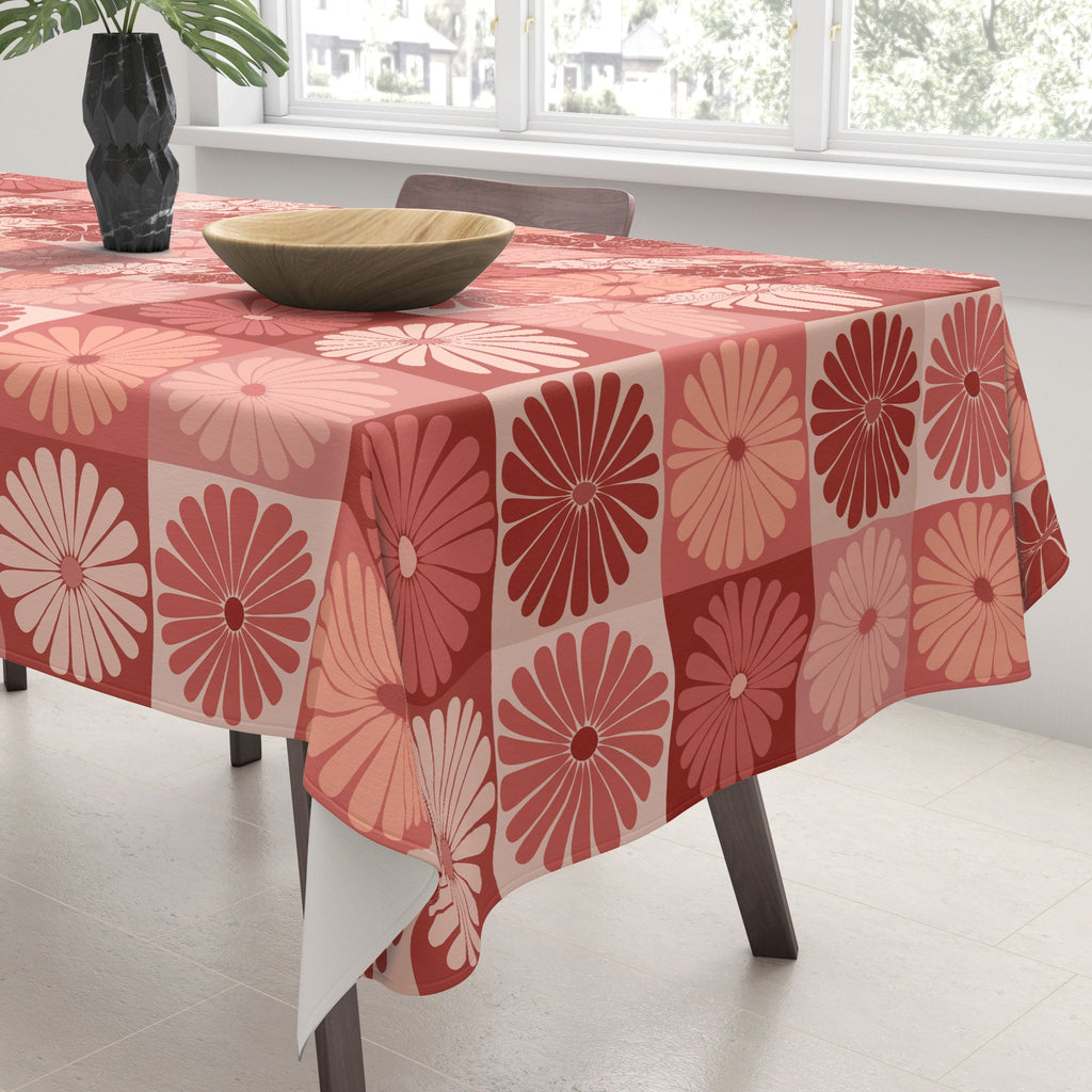 Colour Poems Checker Daisies I Red Pink Tablecloth