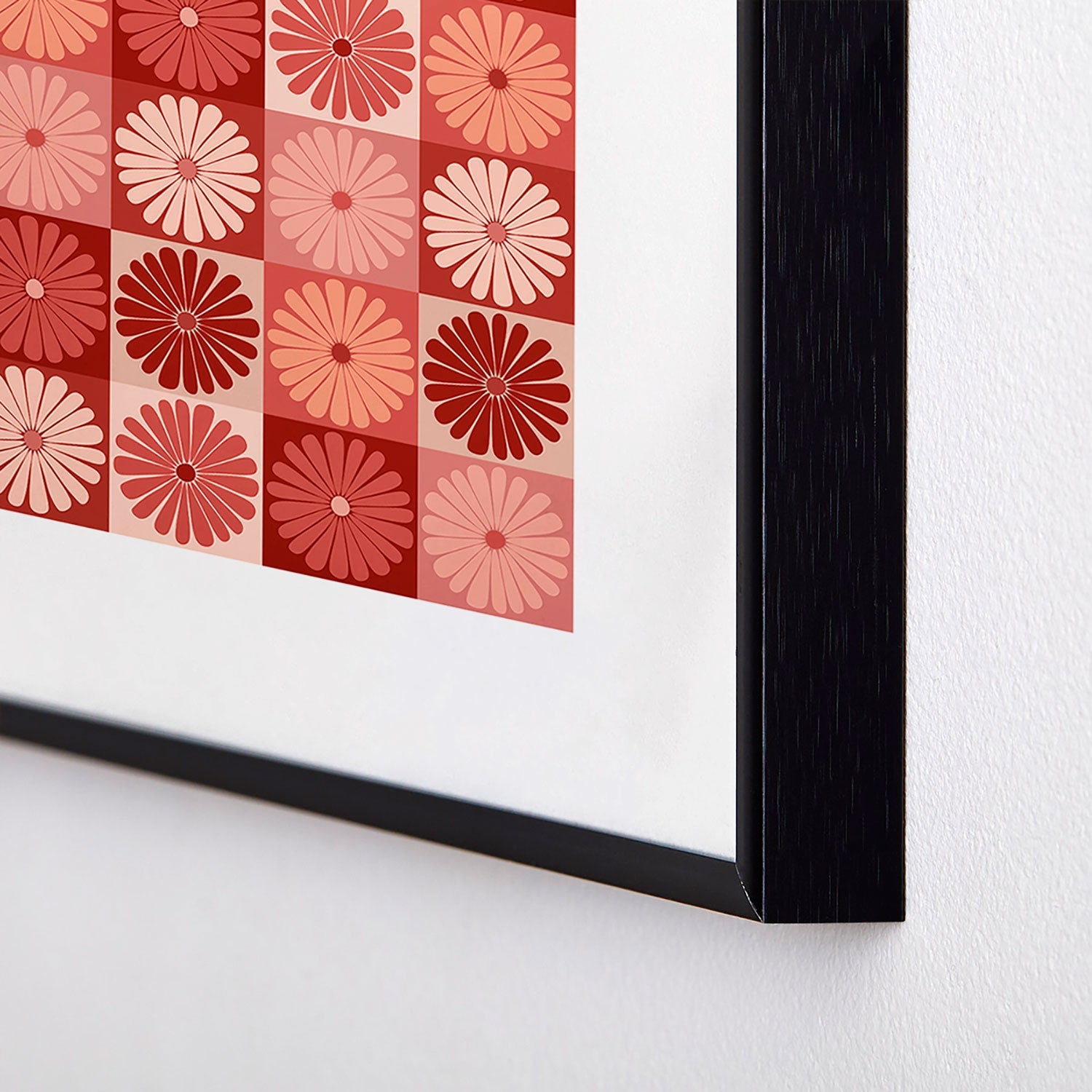 Colour Poems Checker Daisies I Red Pink Metal Framed Art Print