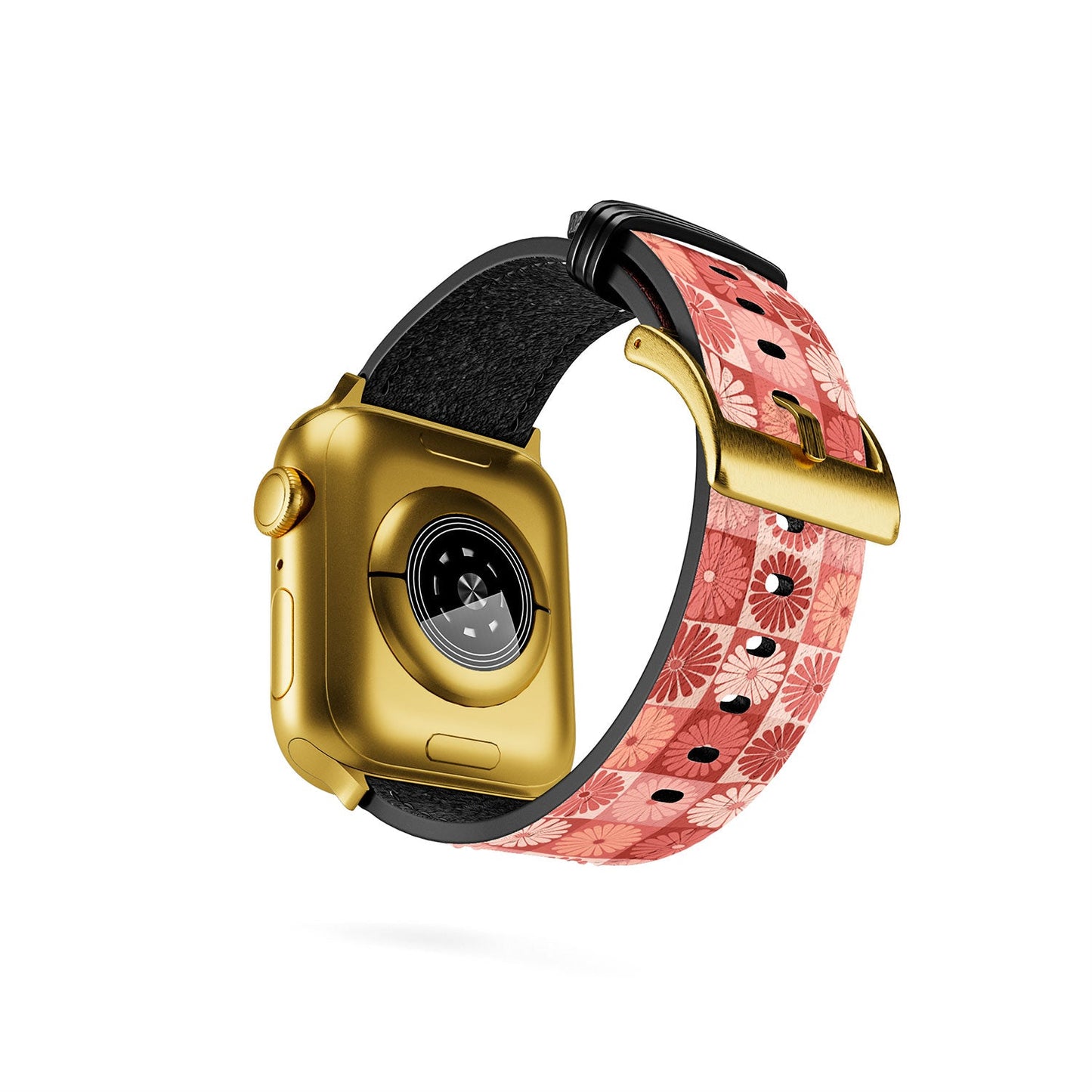 Colour Poems Checker Daisies I Red Pink Apple Watch Band