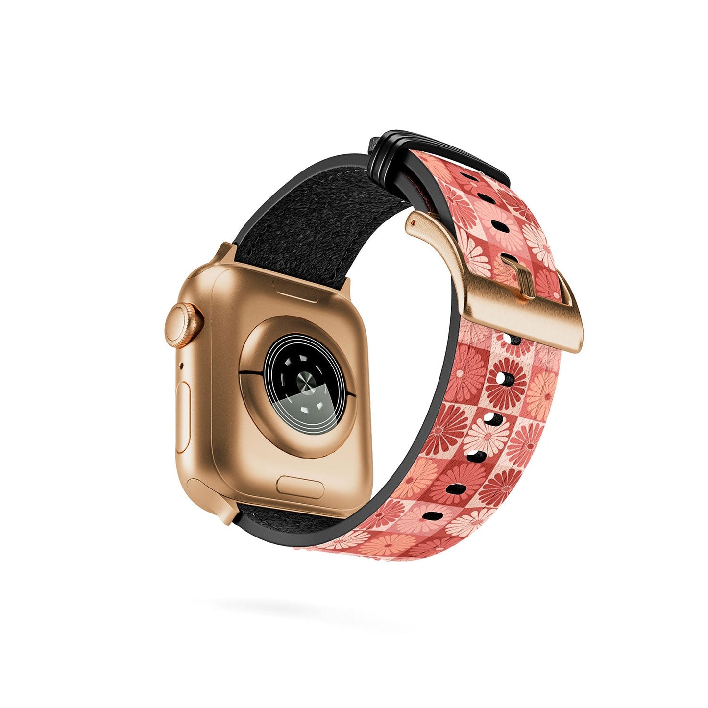 Colour Poems Checker Daisies I Red Pink Apple Watch Band