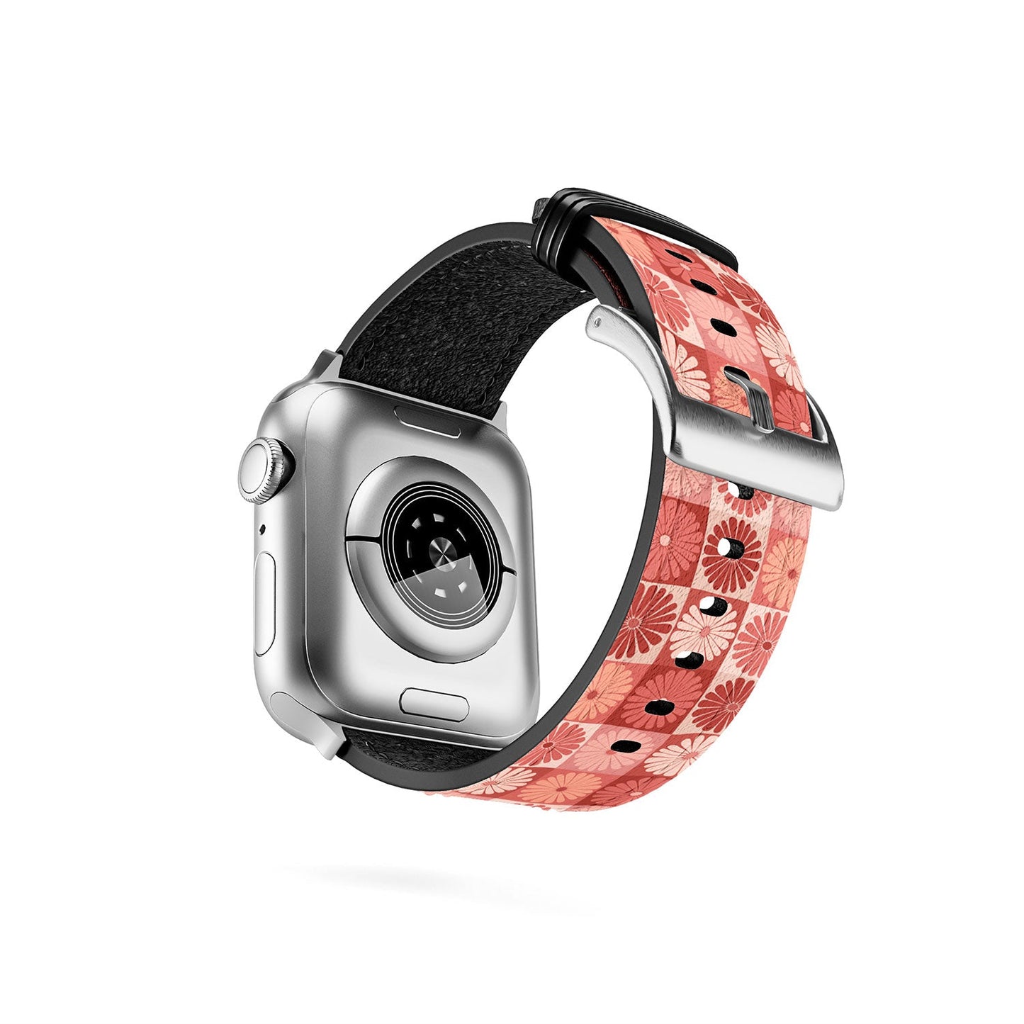 Colour Poems Checker Daisies I Red Pink Apple Watch Band
