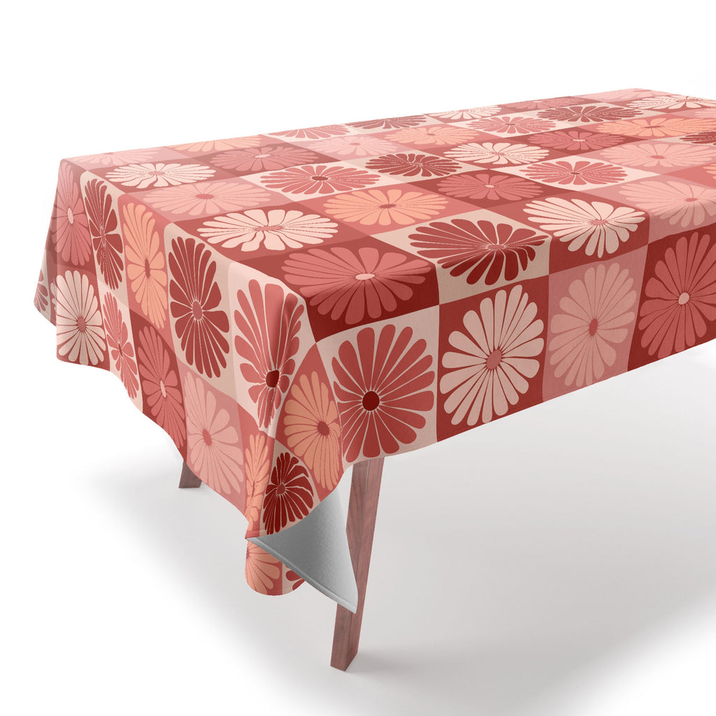 Colour Poems Checker Daisies I Red Pink Tablecloth