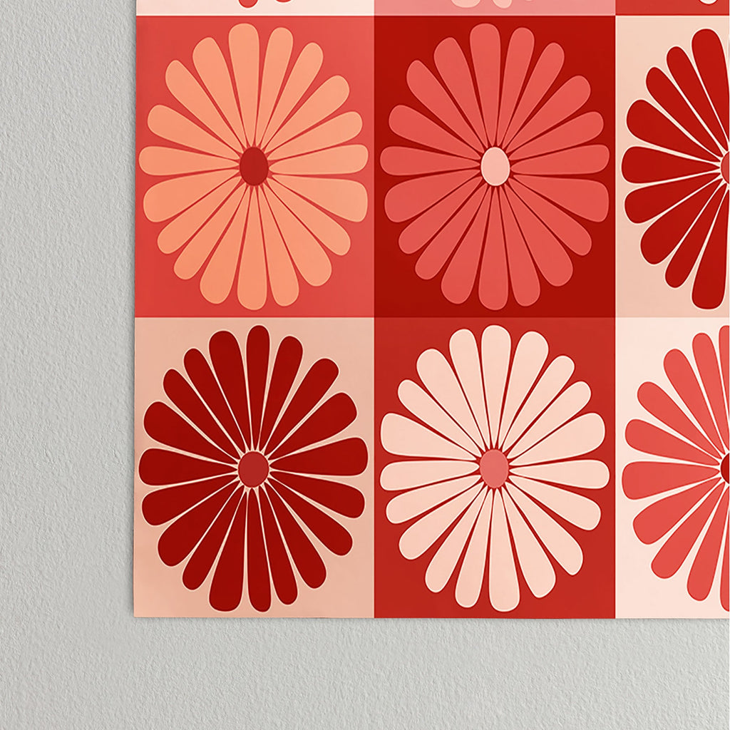 Colour Poems Checker Daisies I Red Pink Poster