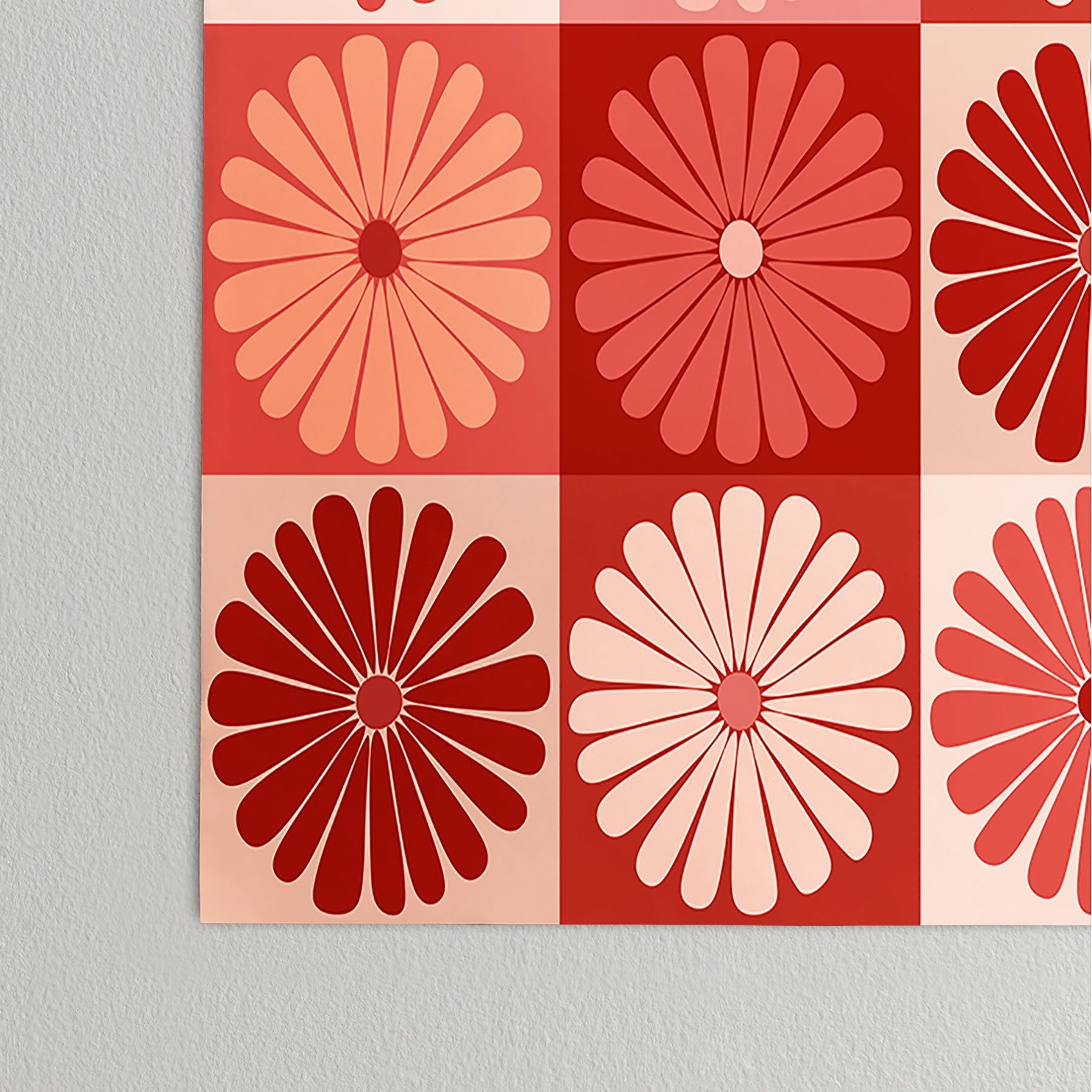 Colour Poems Checker Daisies I Red Pink Poster