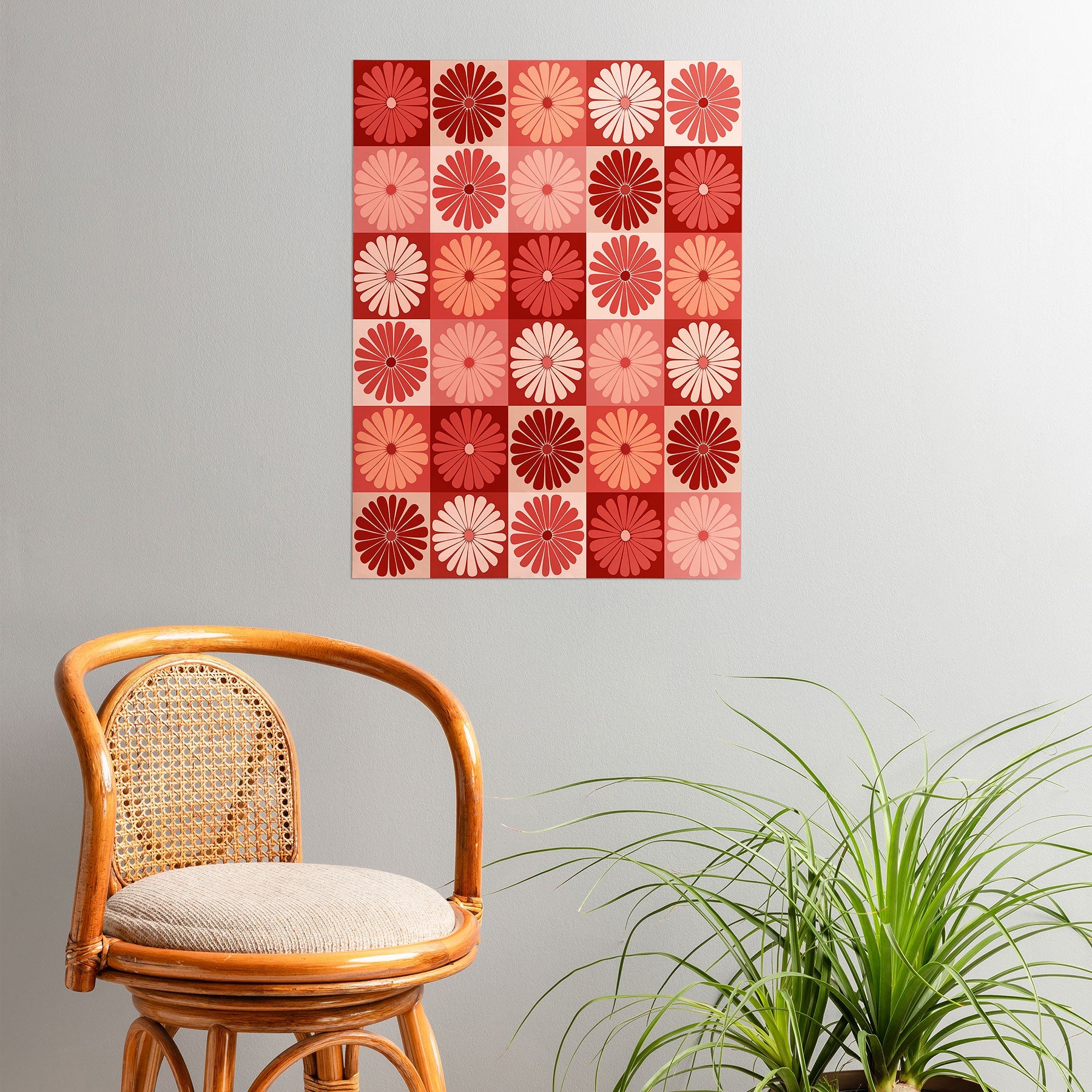 Colour Poems Checker Daisies I Red Pink Poster