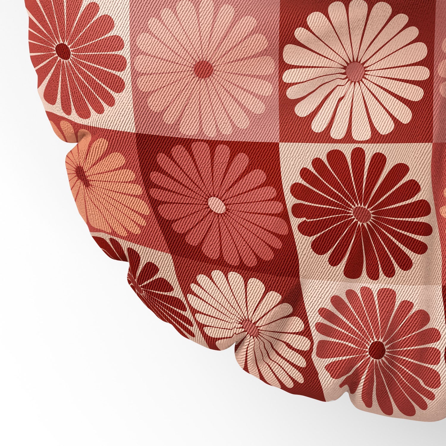 Colour Poems Checker Daisies I Red Pink Floor Pillow Round