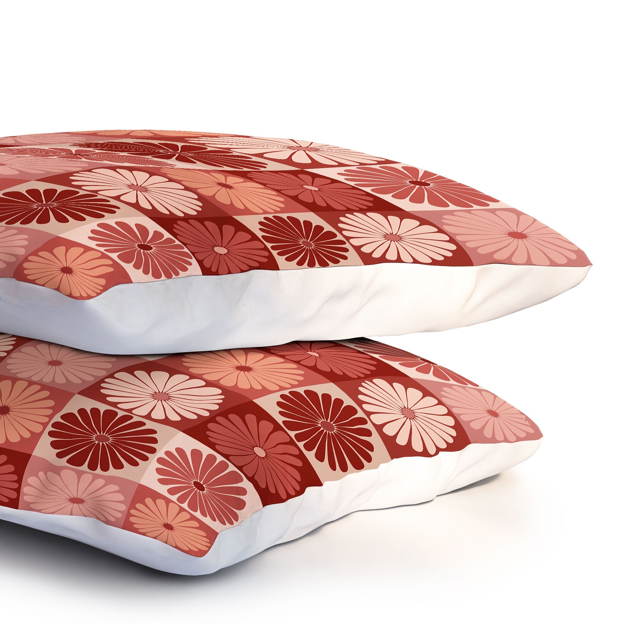 Colour Poems Checker Daisies I Red Pink Pillow Shams