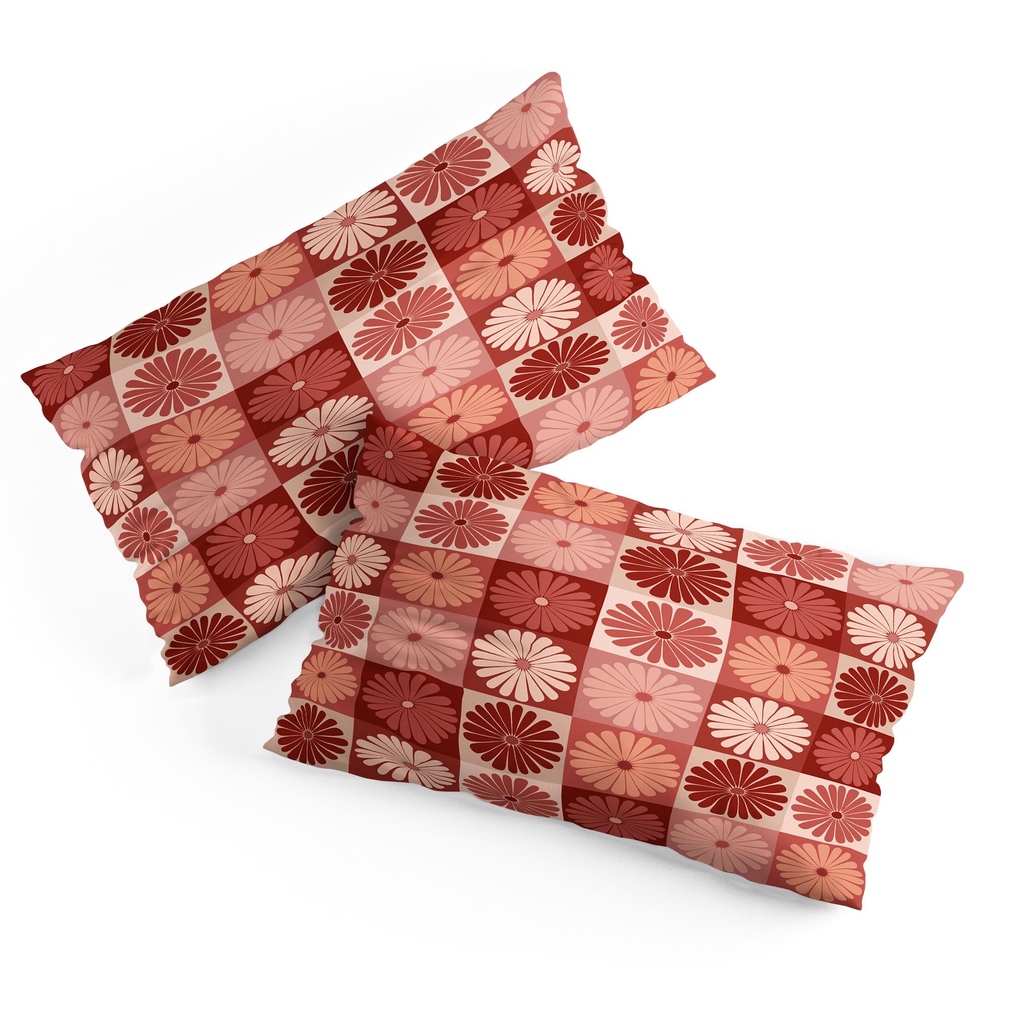 Colour Poems Checker Daisies I Red Pink Pillow Shams
