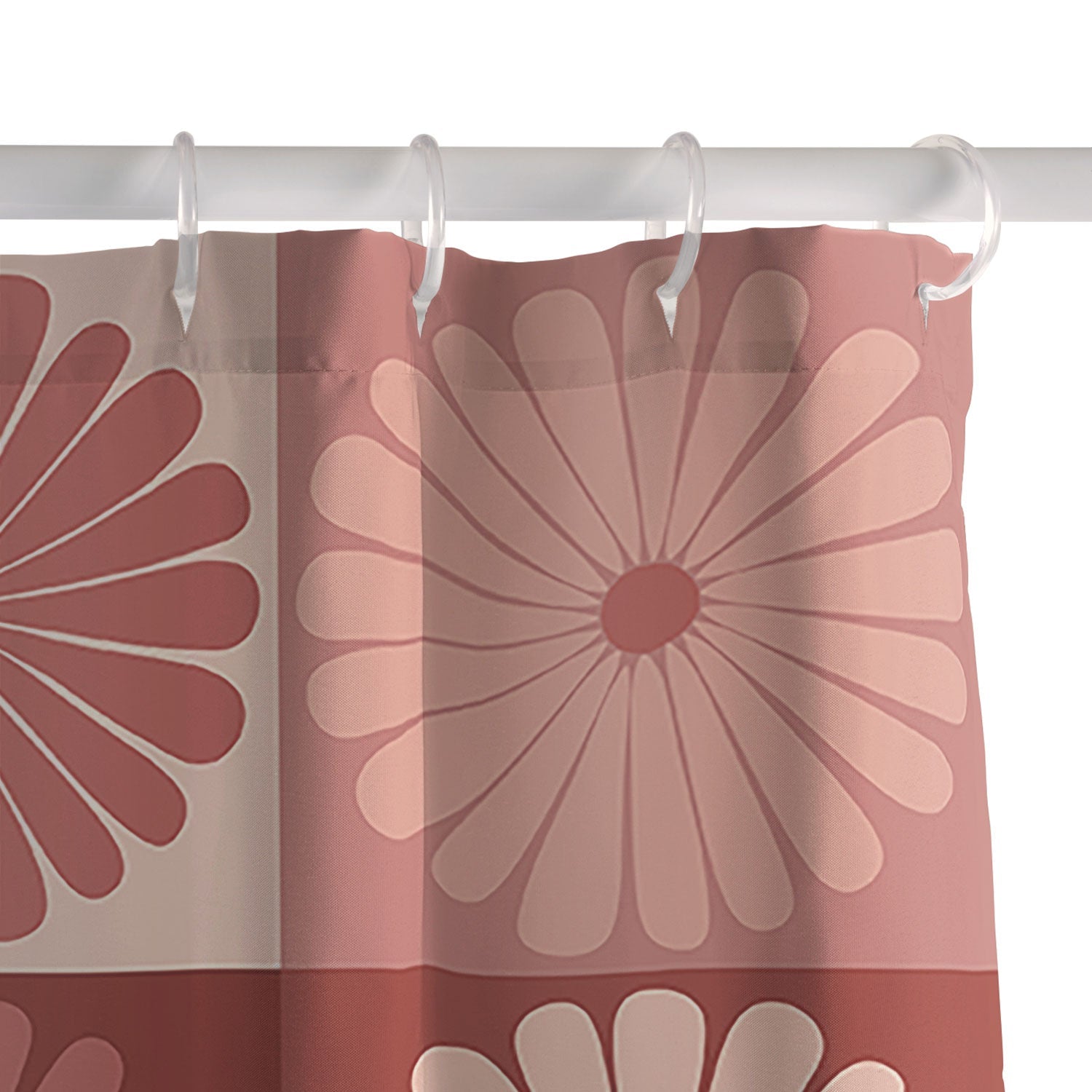 Colour Poems Checker Daisies I Red Pink Shower Curtain