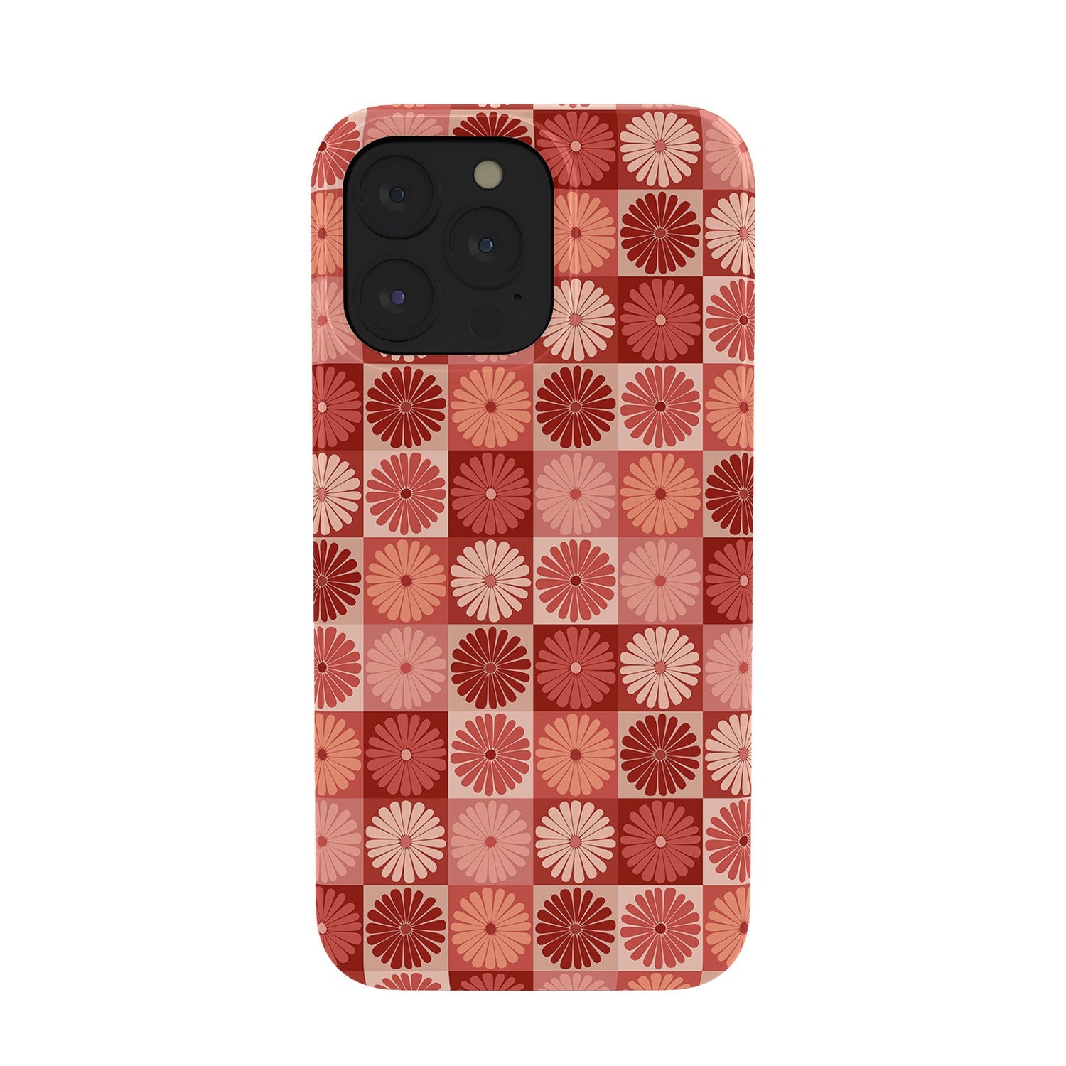 Colour Poems Checker Daisies I Red Pink Phone Case