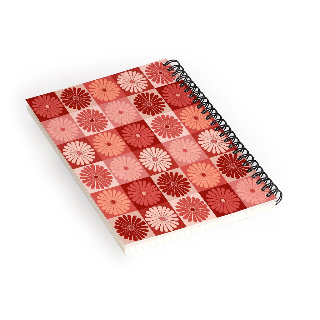 Colour Poems Checker Daisies I Red Pink Spiral Notebook