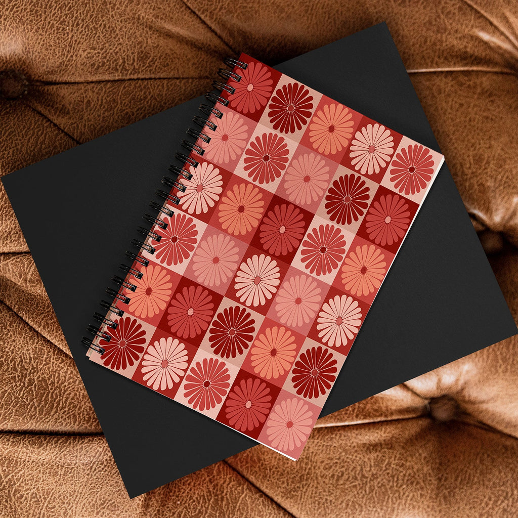 Colour Poems Checker Daisies I Red Pink Spiral Notebook