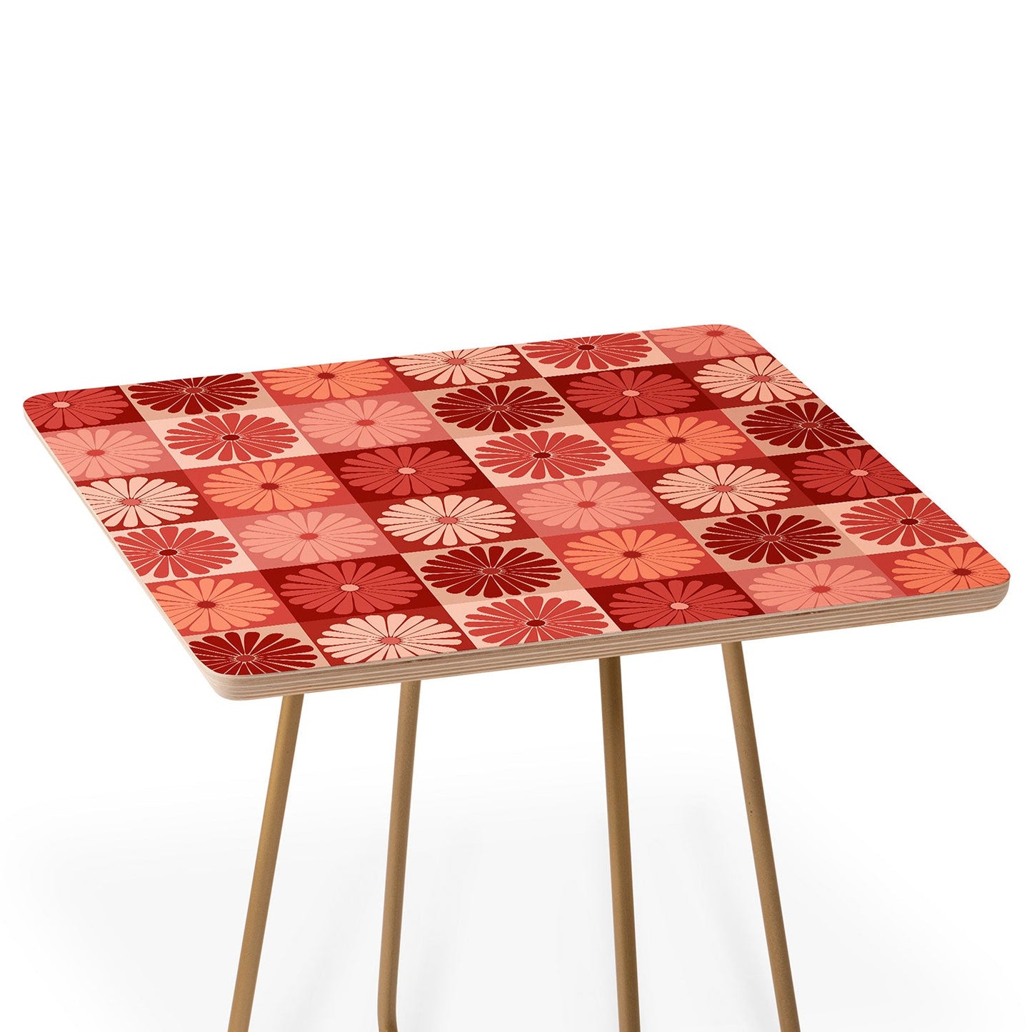 Colour Poems Checker Daisies I Red Pink Side Table