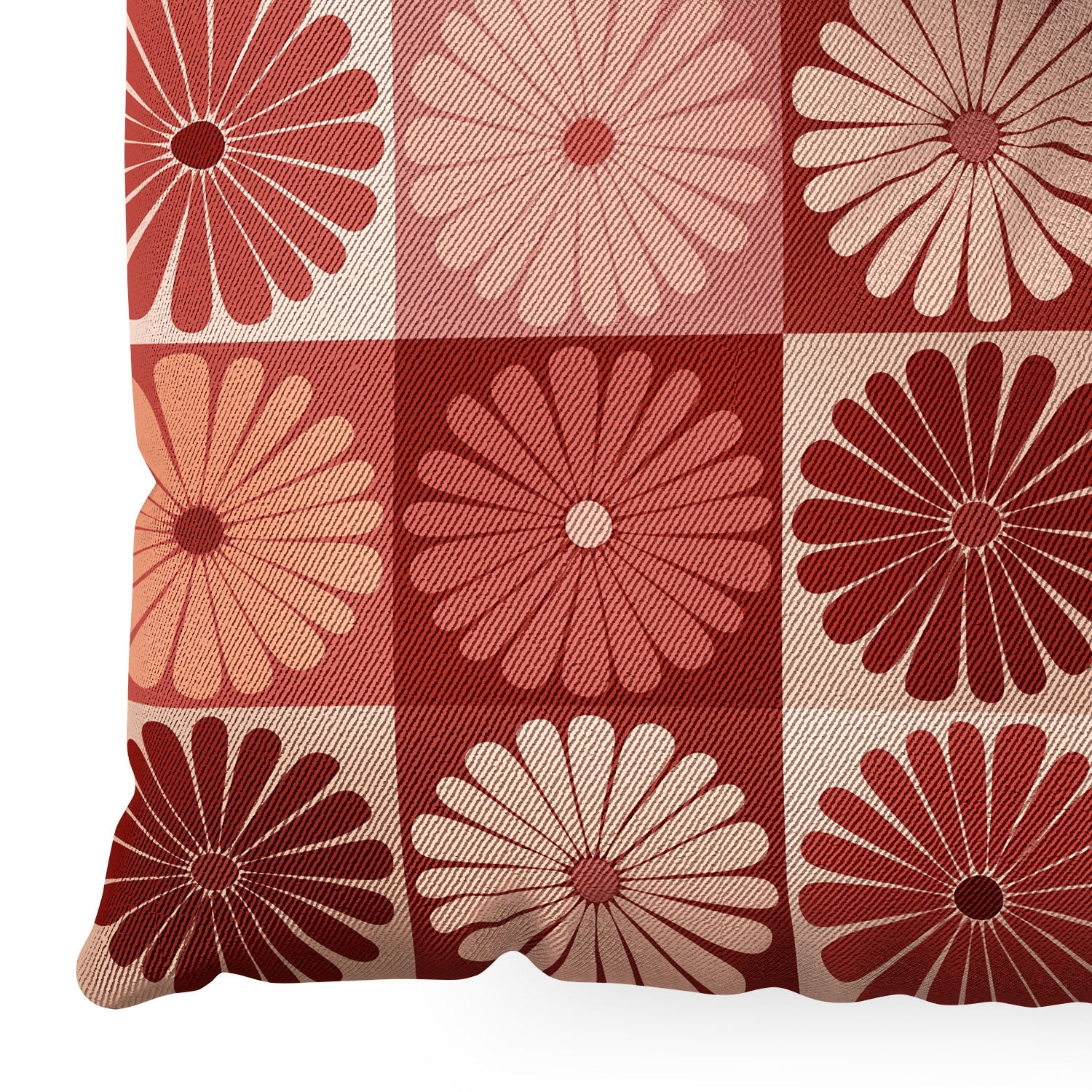 Colour Poems Checker Daisies I Red Pink Floor Pillow Square