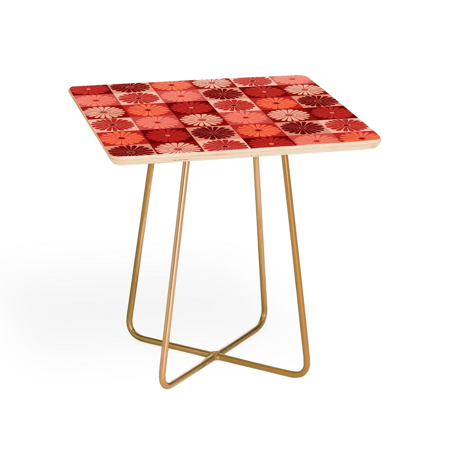 Colour Poems Checker Daisies I Red Pink Side Table