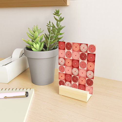 Colour Poems Checker Daisies I Red Pink Mini Art Print