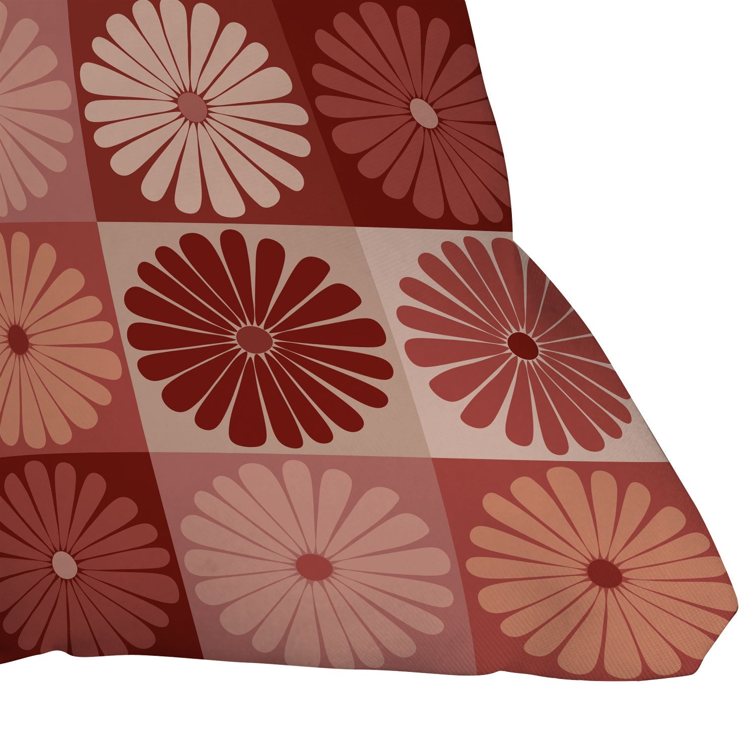 Colour Poems Checker Daisies I Red Pink Throw Pillow
