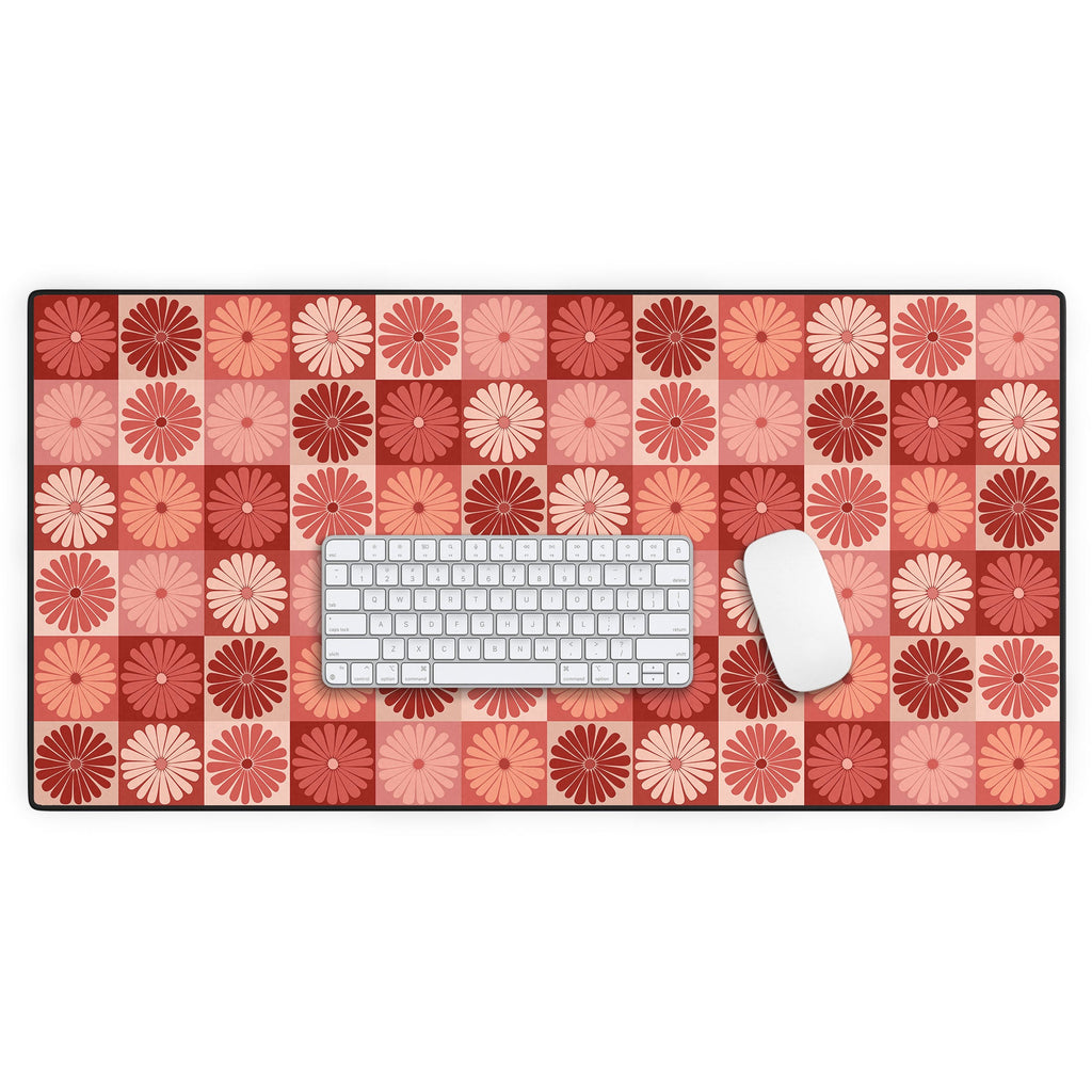 Colour Poems Checker Daisies I Red Pink Desk Mat