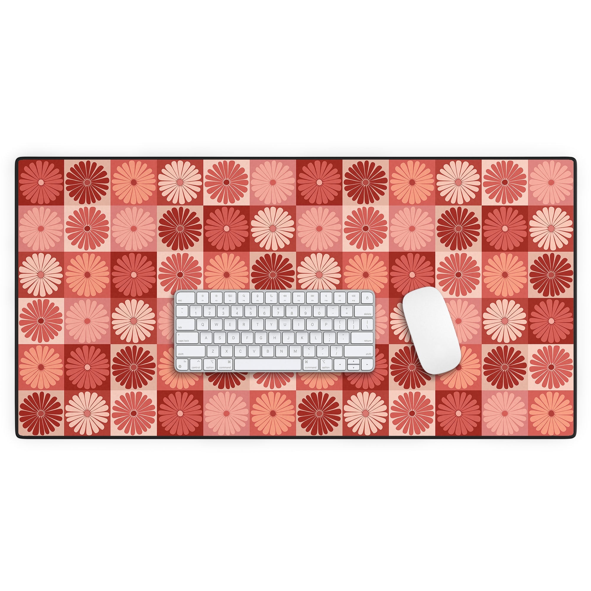 Colour Poems Checker Daisies I Red Pink Desk Mat