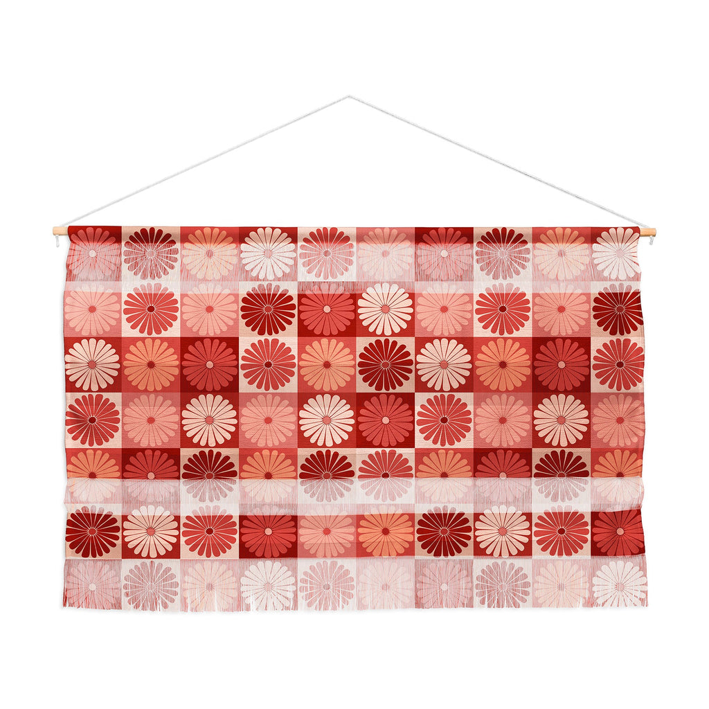 Colour Poems Checker Daisies I Red Pink Wall Hanging Landscape