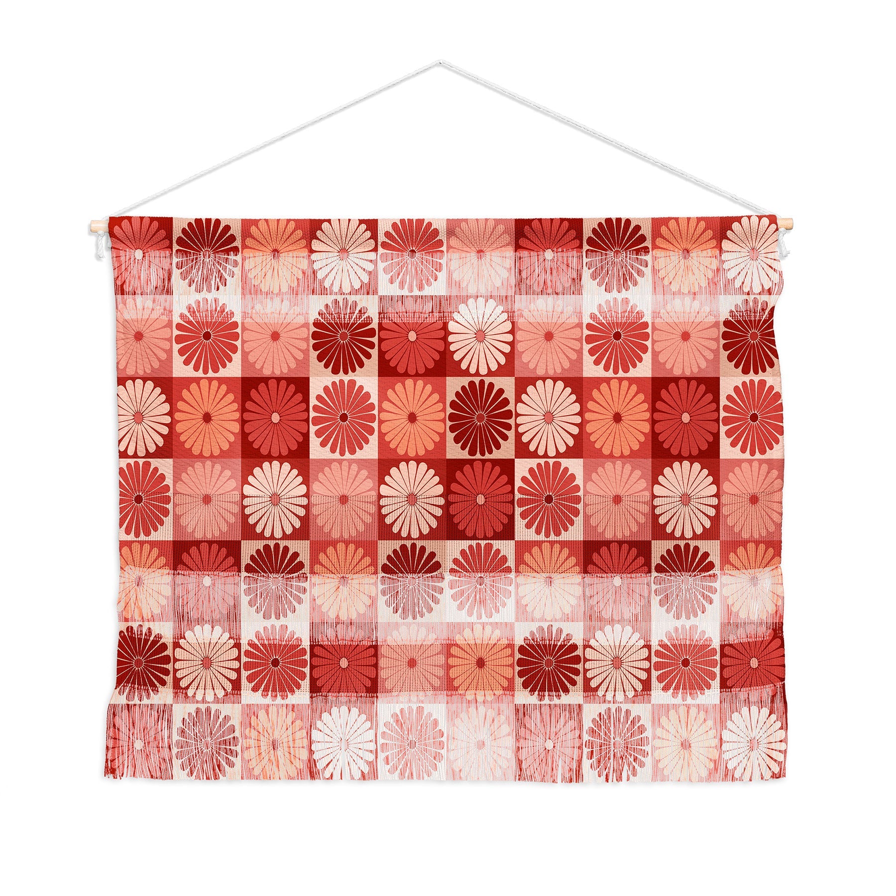 Colour Poems Checker Daisies I Red Pink Wall Hanging Landscape