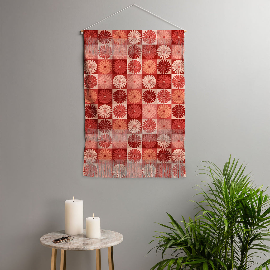 Colour Poems Checker Daisies I Red Pink Wall Hanging Portrait