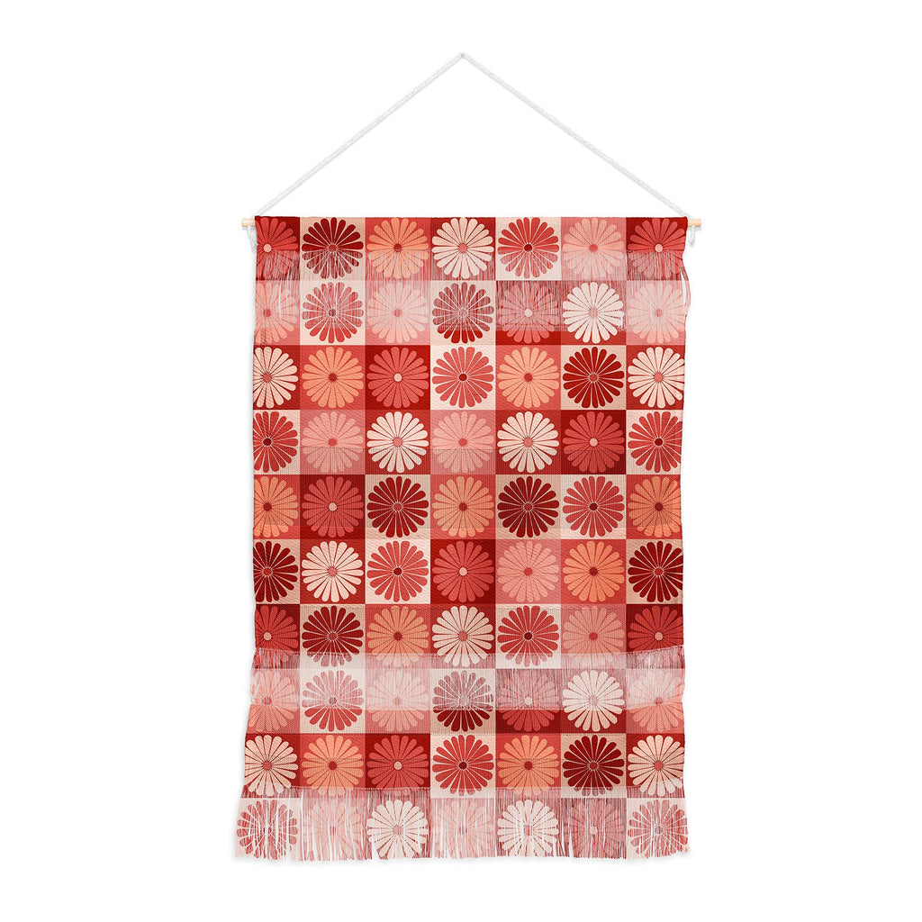 Colour Poems Checker Daisies I Red Pink Wall Hanging Portrait