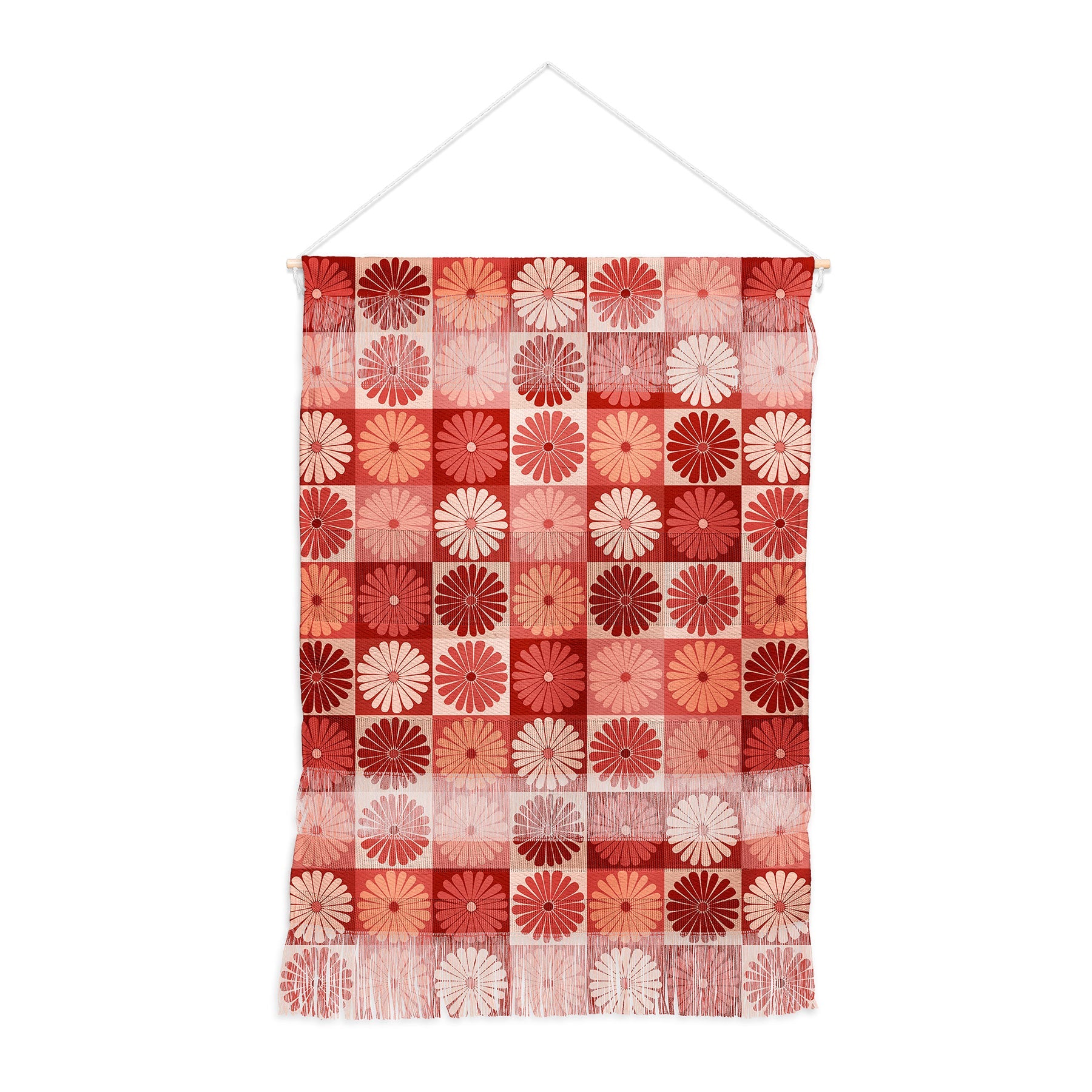 Colour Poems Checker Daisies I Red Pink Wall Hanging Portrait