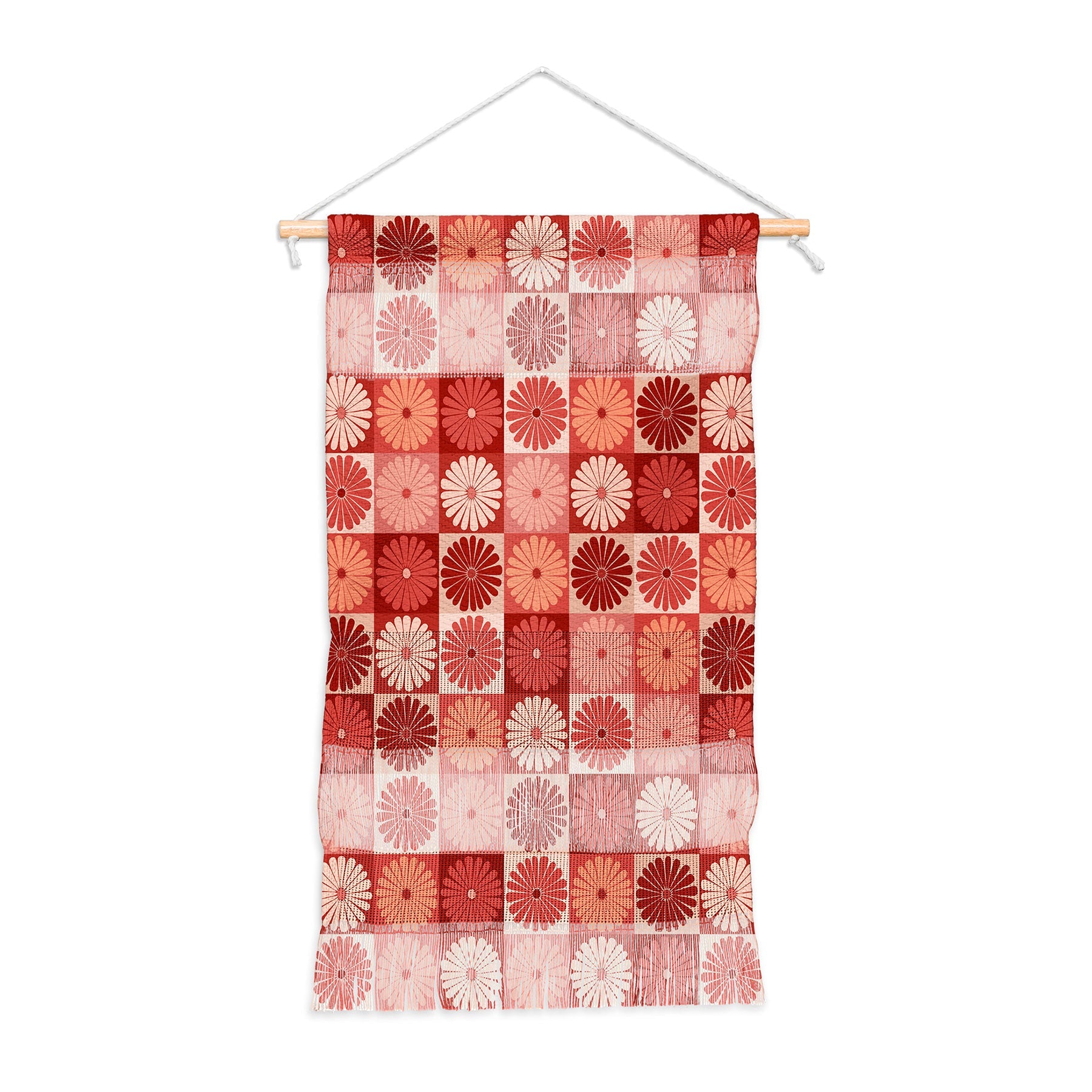 Colour Poems Checker Daisies I Red Pink Wall Hanging Portrait