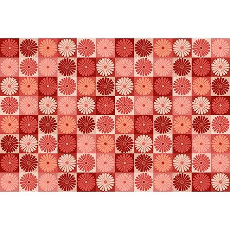 Colour Poems Checker Daisies I Red Pink Wall Mural
