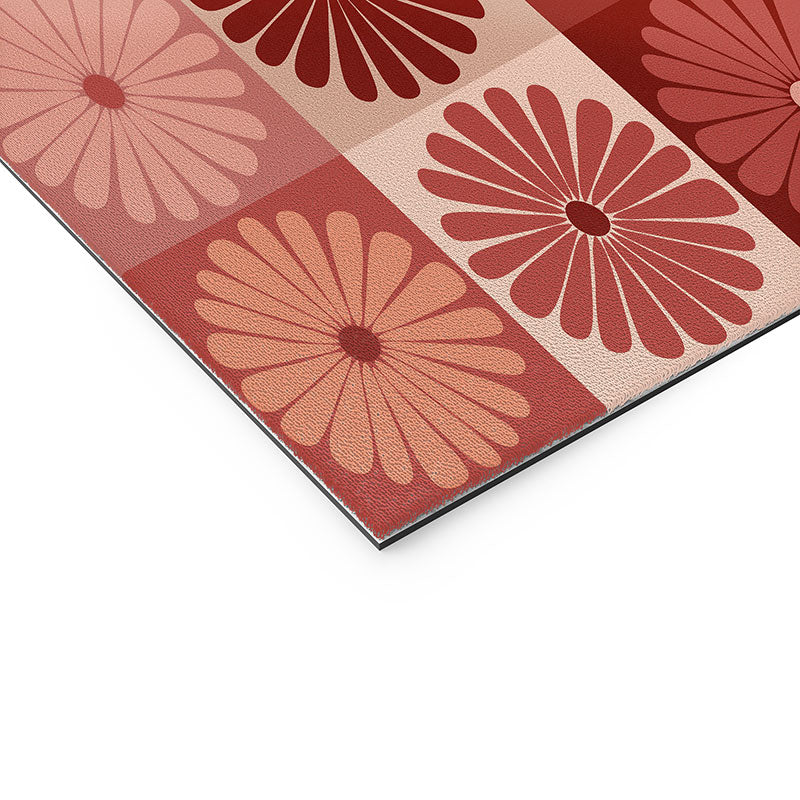 Colour Poems Checker Daisies I Red Pink Welcome Mat