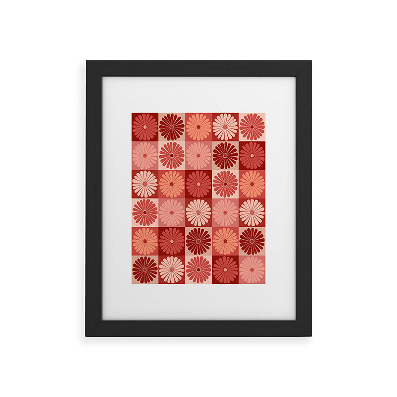 Colour Poems Checker Daisies I Red Pink Framed Art Print