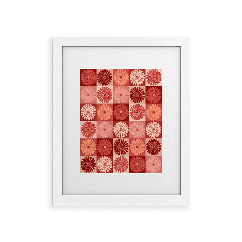Colour Poems Checker Daisies I Red Pink Framed Art Print