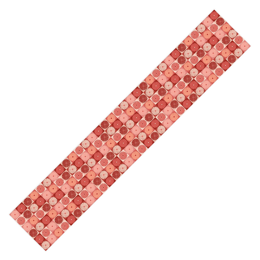 Colour Poems Checker Daisies I Red Pink Table Runner