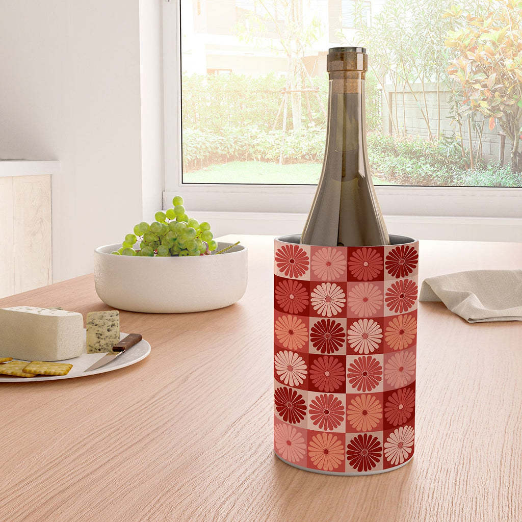 Colour Poems Checker Daisies I Red Pink Wine Chiller