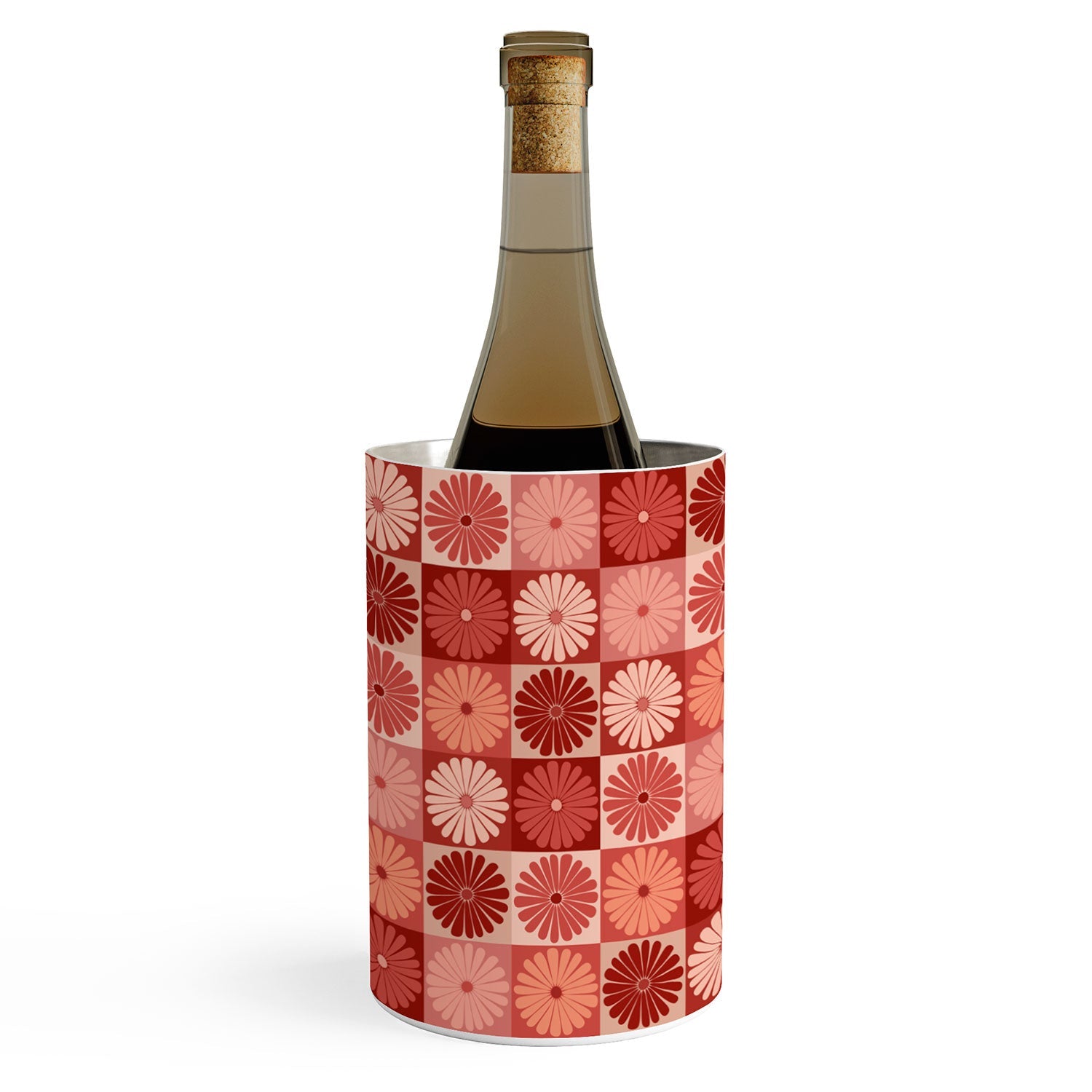 Colour Poems Checker Daisies I Red Pink Wine Chiller