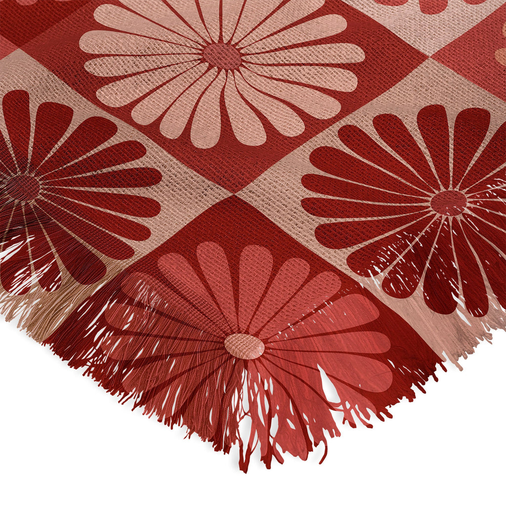 Colour Poems Checker Daisies I Red Pink Throw Blanket