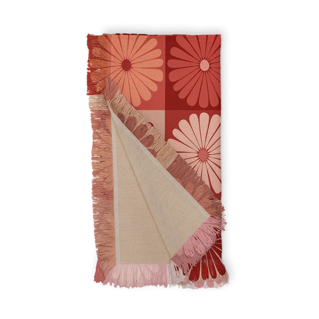 Colour Poems Checker Daisies I Red Pink Throw Blanket