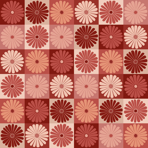 Colour Poems Checker Daisies I Red Pink Wall Mural