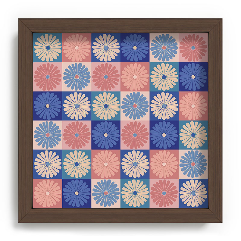 Colour Poems Checker Daisies II Blue Pink Recessed Framing Square