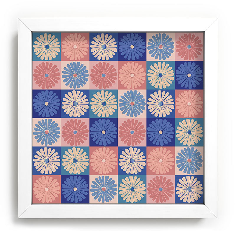 Colour Poems Checker Daisies II Blue Pink Recessed Framing Square
