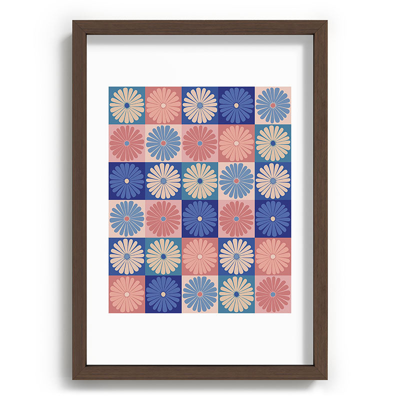 Colour Poems Checker Daisies II Blue Pink Recessed Framing Rectangle